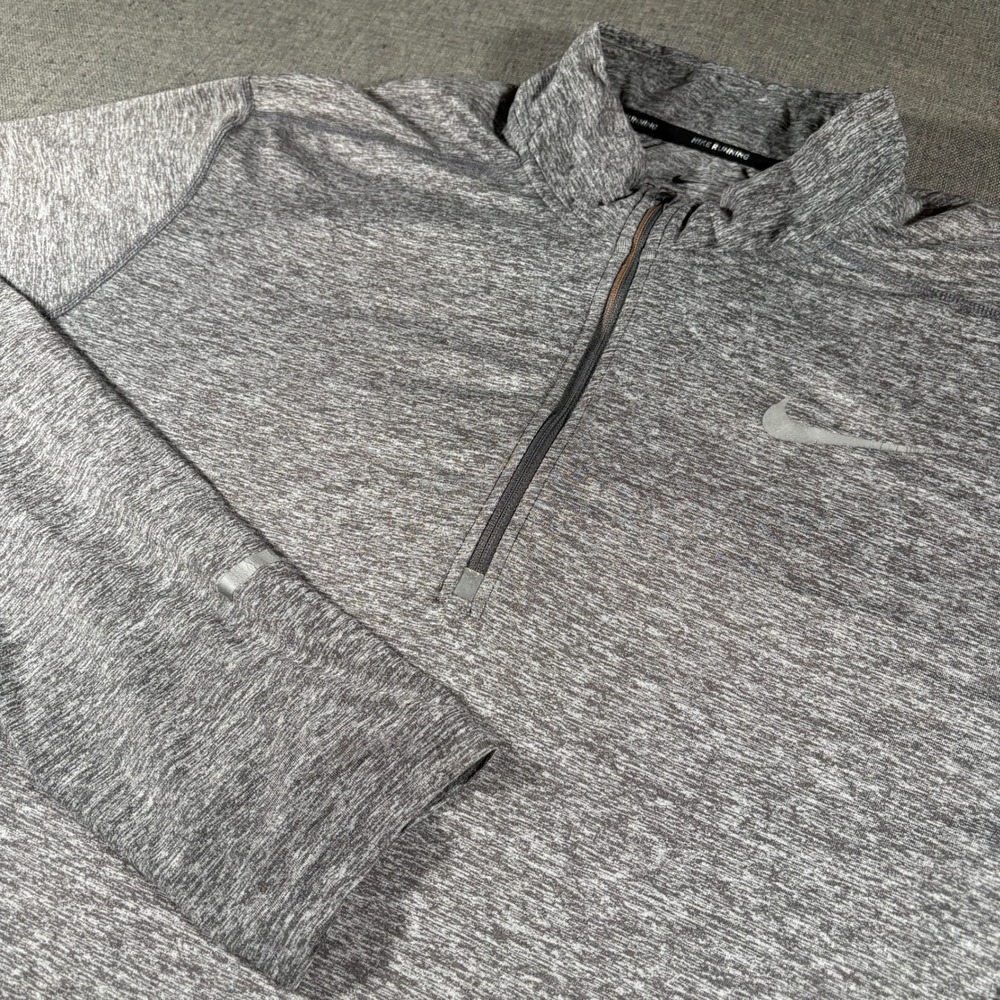 Nike Quarter Zip Pullover Mens XL Grey Heathered Dri-FIT Running Top